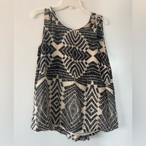 Anthropologie Black and White Geometric Pattern Flowy Shirt